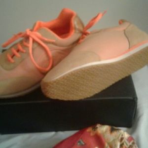 Tory Burch Shoes - Tory Burch neon orange sneakers. Worn a few times! Tory Burch Shoes - Tory Burch neon orange sneakers. Worn a few times!